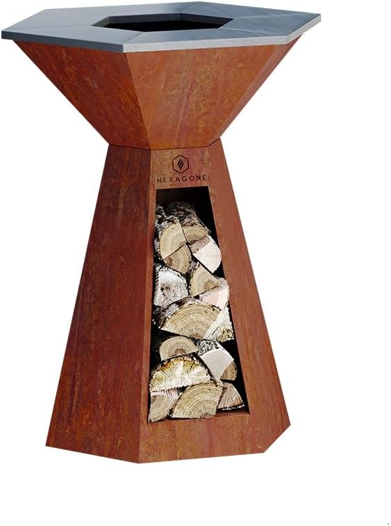 Brasero Hexagone Fiesta 85cm Made in France plaque inox 10mm