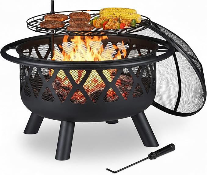 Relaxdays Brasero 75 cm avec grille