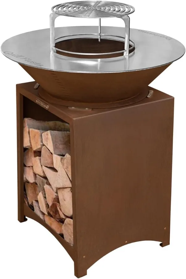 Mon Mobilier Design Fiesta Brasero Corten INOX 100cm plancha