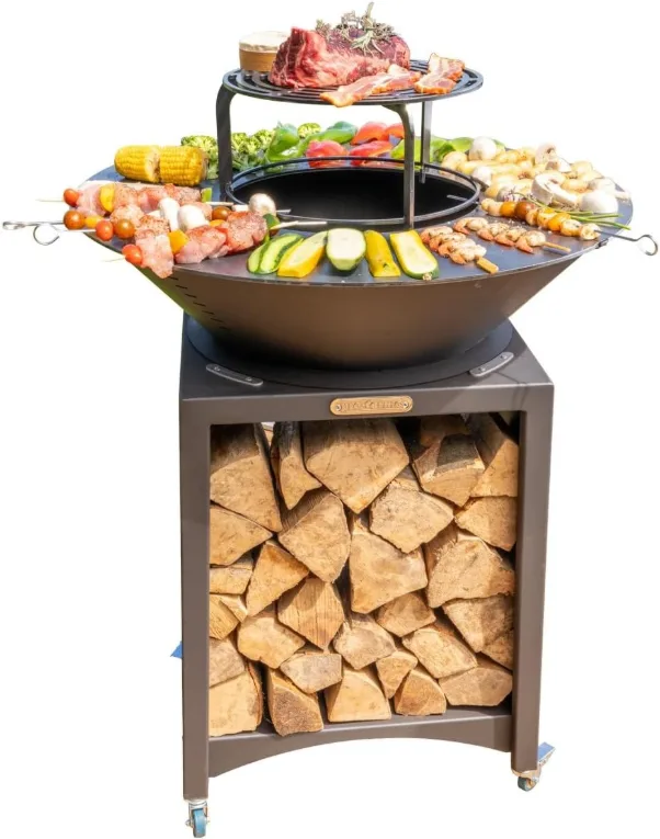 Mon Mobilier Design Fiesta Brasero Acier 100cm barbecue plancha