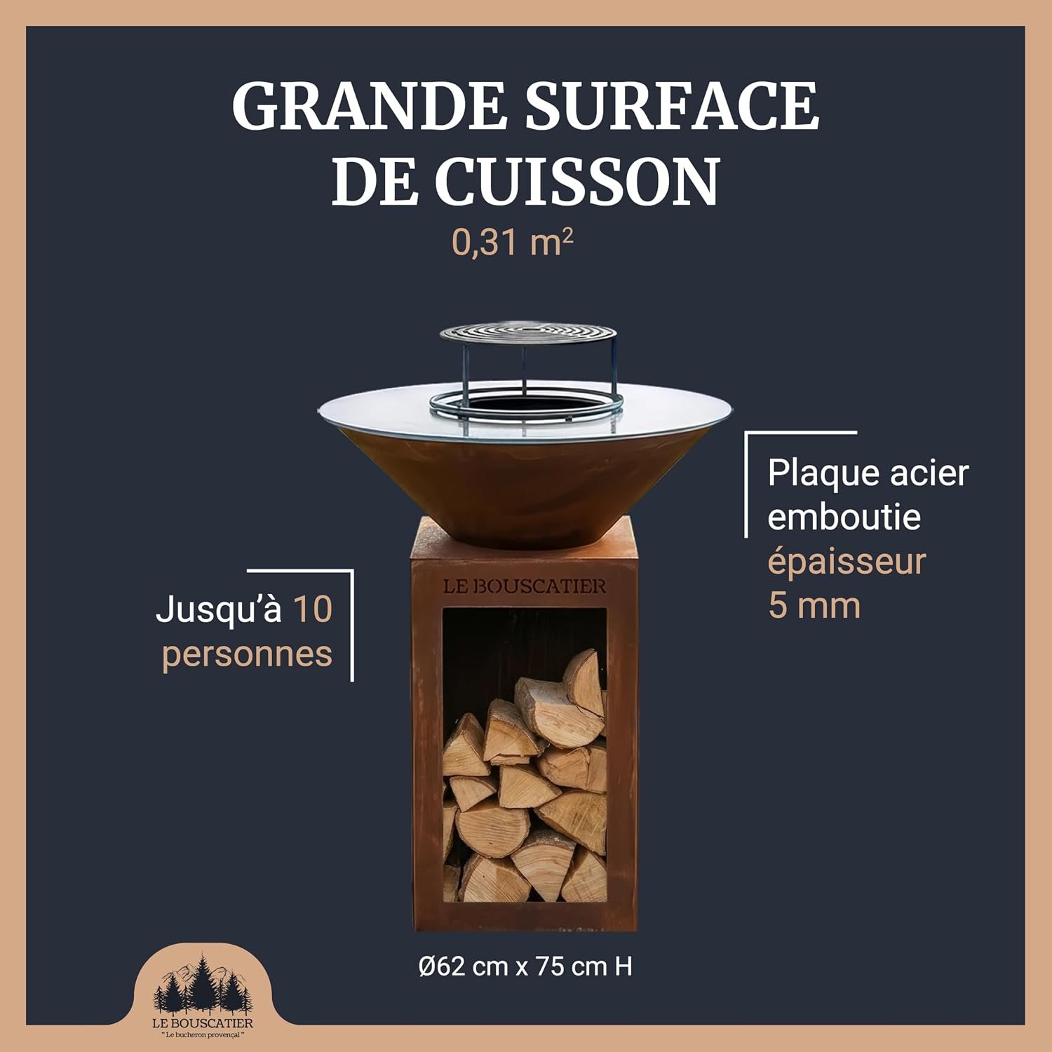 Avis brasero plancha Lou Provençau rond 62 cm Le Bouscatier — ambiance terrasse