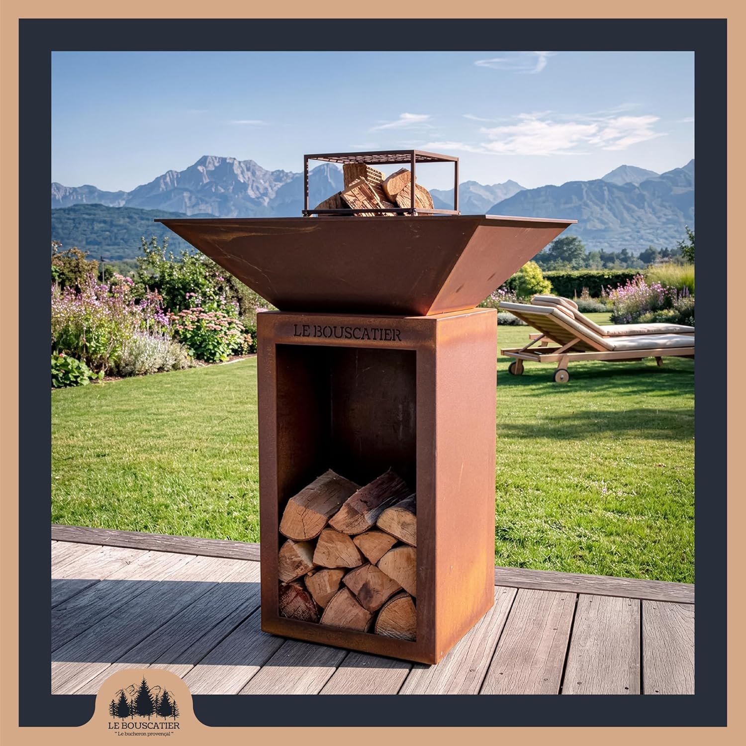 Avis brasero plancha Lou Bouscarian carré 74 cm Le Bouscatier — ambiance terrasse