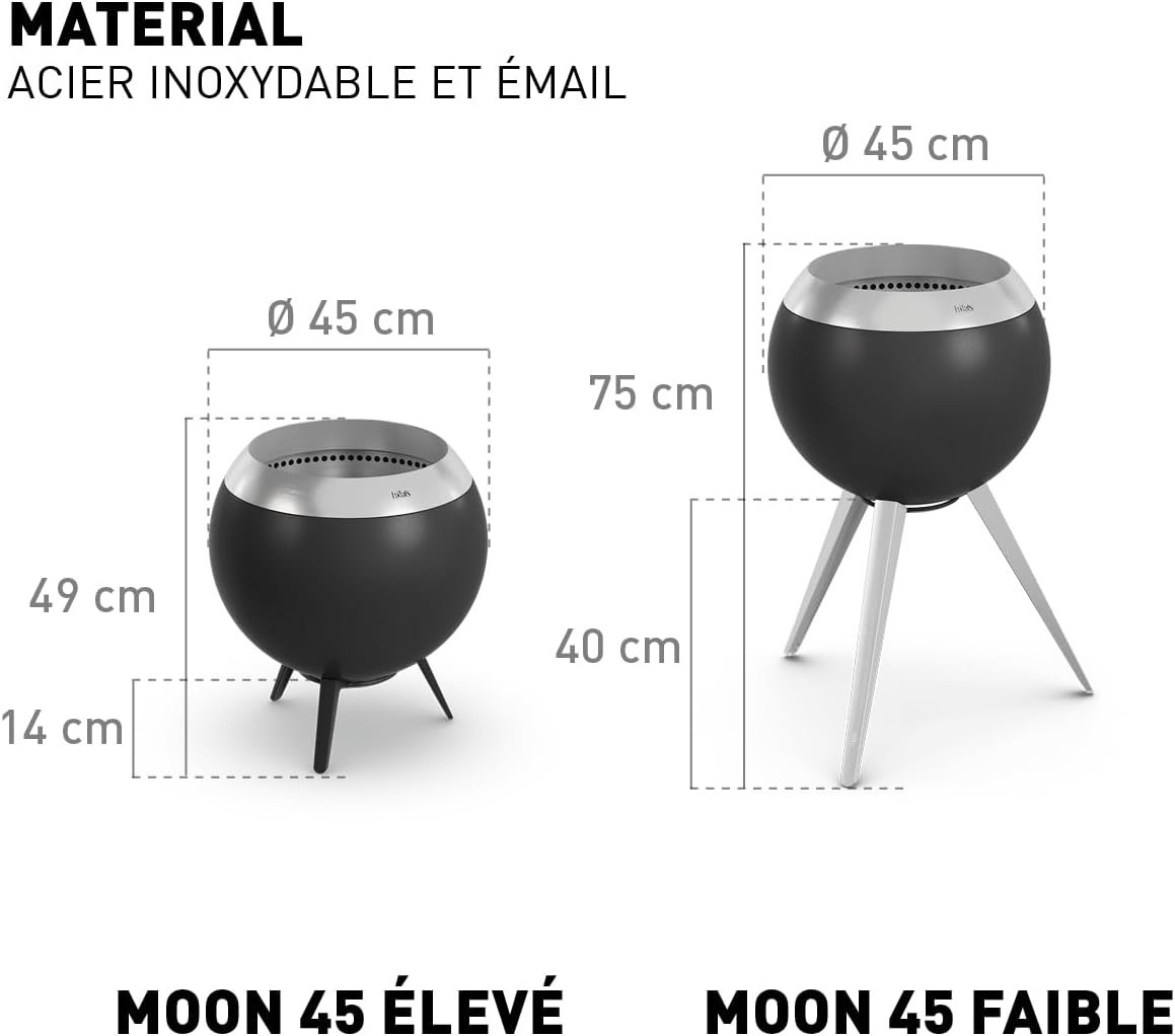 Höfats Moon 45 pied bas et pied haut — comparaison des deux hauteurs