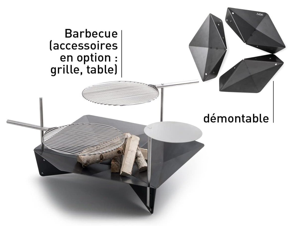 höfats Triple 90 démontable en trois parties, avec grille et table en option